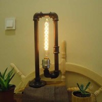 Masa Lambası Abajur Aydınlatma Endüstriyel Boru Arapuar Kablolu