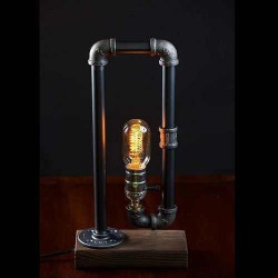 Masa Lambası Abajur Aydınlatma Endüstriyel Su Borusu Arapuar Kablolu