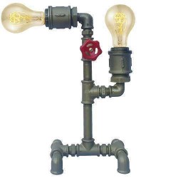 Masa Lambası Abajur Dekoratif Boru Eskitme Altın Renk Açma Kapama Özellikli