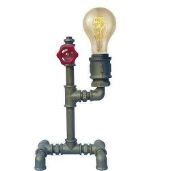 Masa Lambası Abajur Dekoratif Boru Eskitme Altın Renk Tek Duylu