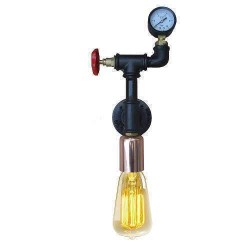 Aplik Avize Duvar Aydınlatma Retro Tarzı Su Borusu Stop Vana Manometre