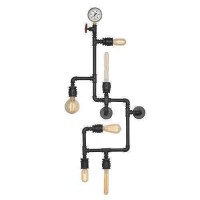 Aplik Retro Gotik Tarz Su Borusu Manometre Açma Kapama Vanalı Siyah Bakır Altın