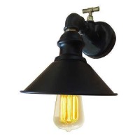 Vintage Tarzı Endüstriyel Boru Çeşmeli Siyah Metal Aplik