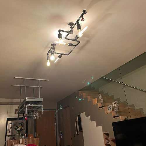 Avize Retro Tarz Su Borusu Manometre Vanalı Siyah Bakır Altın Gri