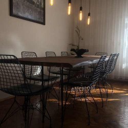 Masa Ladin Çam Ağacı Firkete Ayak Demir Sandalye