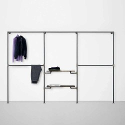 Elbise Askılığı Portmanto Üç Bölümlü Orta İki Raflı Gardrop Duvar Tipi Su Borusu Retro Tarz Elbise Askılığı Portmanto Üç Bölümlü Orta İki Raflı Gardrop Duvar Tipi Su Borusu Retro Tarz