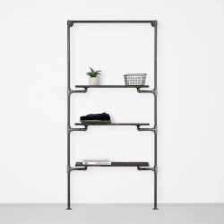 Elbise Askılığı Portmanto Üç Raflı Gardrop Duvar Tipi Su Borusu Retro Tarz