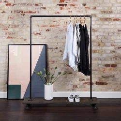 Elbise Askısı Portmanto Ahşaplı Metal Su Borusu Vintage Tarz